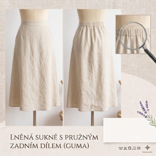 Lněná dámská sukně - režná