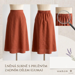 Lněná dámská sukně - terakota