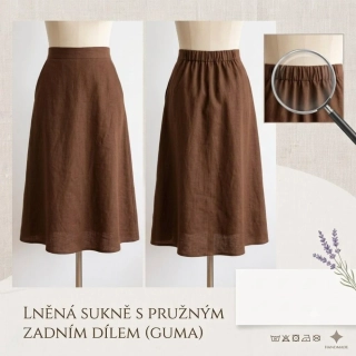 Lněná dámská sukně - hnědá