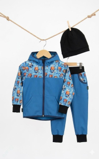 Dětský softshellový set- tyrkys/pandy