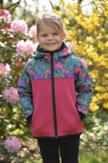 Softshellová bunda - malina/paví pera