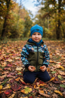 Softshellová bunda - oliva/horská zvířátka SKLADEM vel.110
