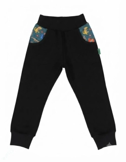 Dětské kalhoty softshellové -černá/dino sluchátka SKLADEM vel.98