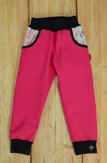 Dětské kalhoty softshellové -malina/jednorožci SKLADEM vel.98