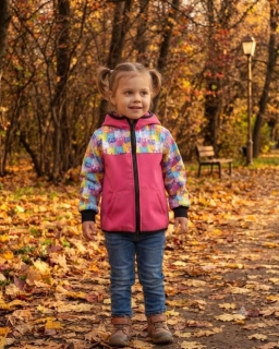 Softshellová bunda - malina/kočky SKLADEM vel.104