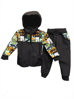 Dětský softshellový set- černá/dino okno