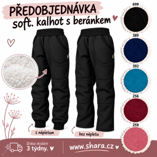 Dětské kalhoty softshellové S BERÁNKEM - PŘEDOBJEDNÁVKA - různé barvy
