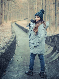 Softshellový kabát přední nošení - šedá žíhaná