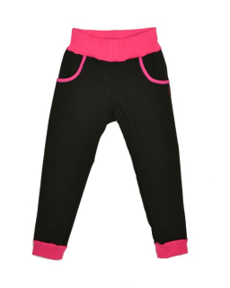 Dětské kalhoty softshellové  černo růžové