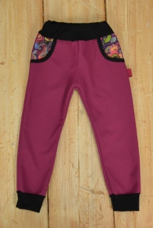 Dětské kalhoty softshellové - fuchsie/kašmír SKLADEM vel.104