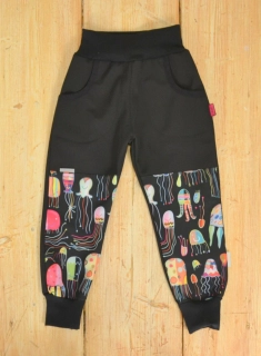 Dětské kalhoty softshellové - černá/medůzky