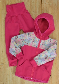 Dětský softshellový set- malina/jednorožci