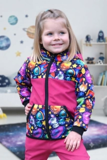 Softshellová bunda - malina/vesmír