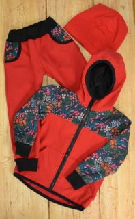 Dětský softshellový set-červená/bobule