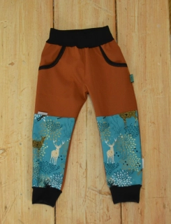 Dětské kalhoty softshellové-karamel/jeleni SKLADEM vel.98