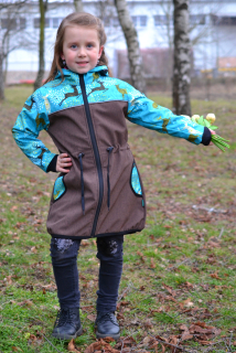 Softshellový kabátek JARO/PODZIM - hnědá žíhaná/jeleni SKLADEM vel.128