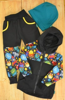 Dětský softshellový set- černá/vesmír