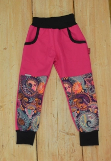 Dětské kalhoty softshellové - malina/ornamenty