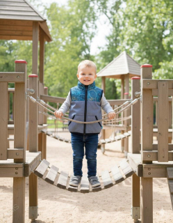 Softshellová vesta se stojáčkem - šedá žíhaná / modrozlatá obloha-SKLADEM-vel.86