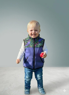 Softshellová vesta se stojáčkem - modrofialová/ paví pera SKLAD vel. 86