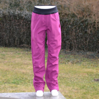 Dětské kalhoty softshellové kolení záševky - fuchsie