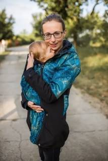 Softshellový členěný kabát přední nošení - černá/obloha