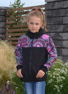 Softshellová bunda - černá/kaleidoskop SKLADEM vel.98