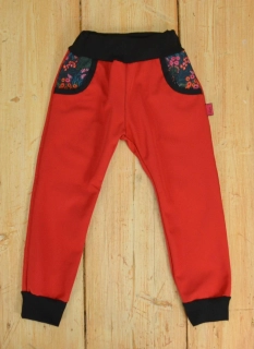 Dětské kalhoty softshellové-červená/bobule