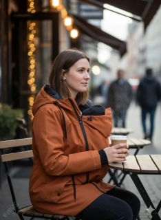 Softshellová nosící parka pro přední nošení - karamel