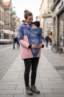 Softshellový kabát JARO/PODZIM přední nošení - pudrová rybí kost/modrá obloha SKLADEM vel. S